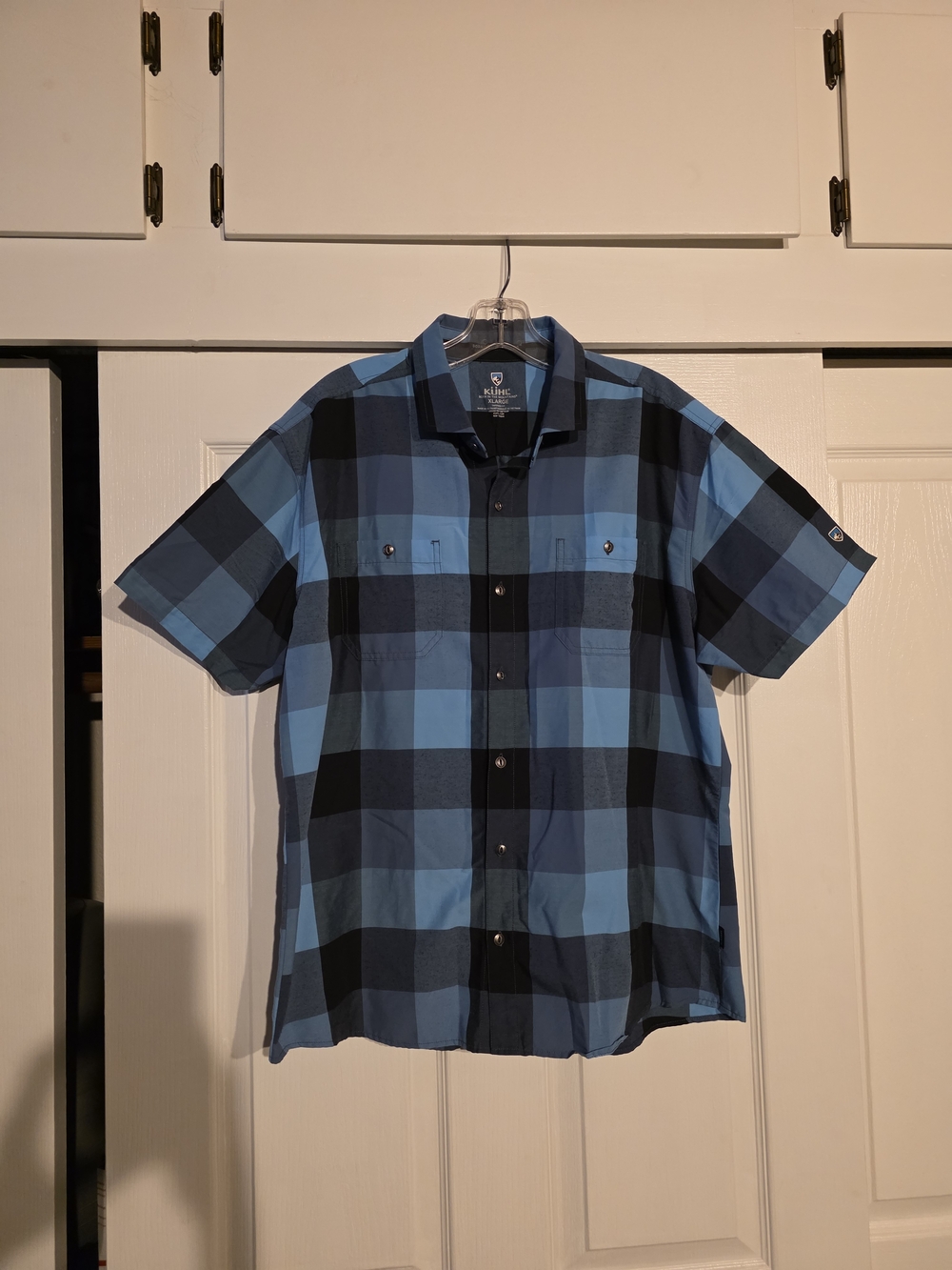 Kuhl MENS Black And Blue Plaid Button Up T Shirt